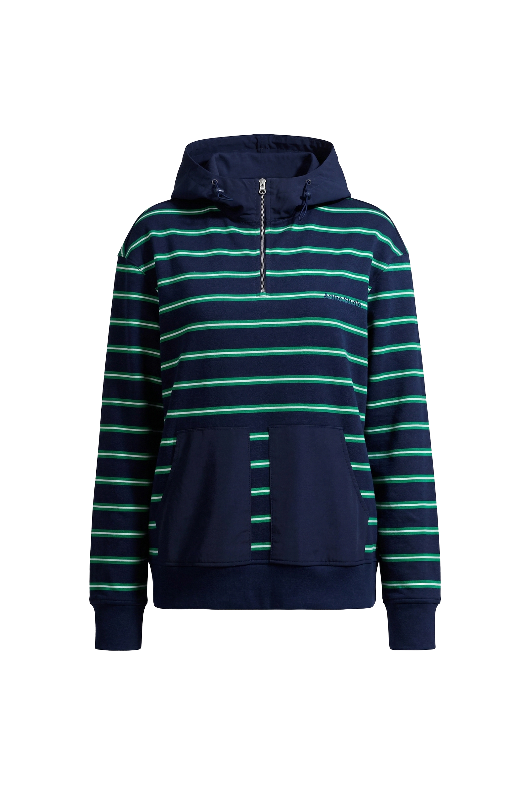 The Navy Striped Technical Hybrid Hoodie